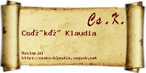 Csákó Klaudia névjegykártya