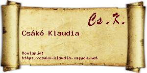 Csákó Klaudia névjegykártya